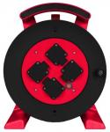 JUMBO Kabeltrommel 2.0, Leertrommel in rot-schwarz, 4x Schutzkontakt-Steckdo 
