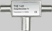 Zweigeräteverteiler  	TVE 1-01, für 2 TV-Geräte, 1 Buchse / 2 Stecker 