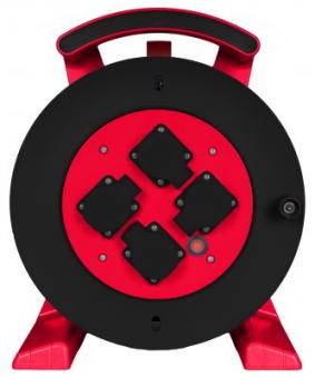 JUMBO Kabeltrommel 2.0, Leertrommel in rot-schwarz, 4x Schutzkontakt-Steckdo 