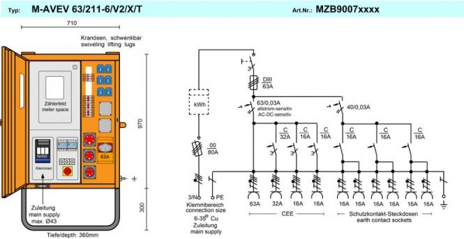 M-AVEV 63/211-6/V2/X/T Anschlussverteilerschrank 44kVA 
