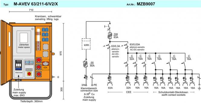 Merz-Baustromverteiler M-AVEV 63/211-6/V2/X 